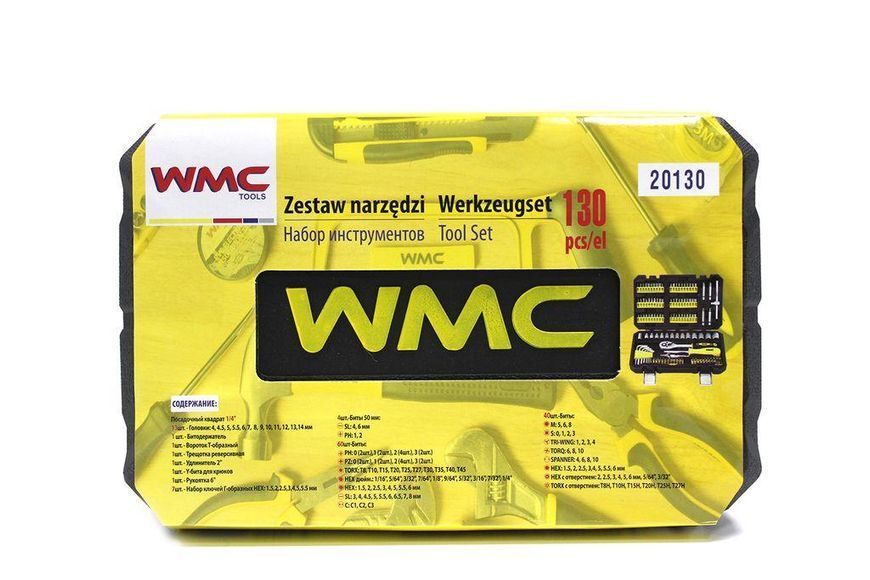 Набір інструментів 130 предметів 1/4" WMC TOOLS 20130 48166 фото