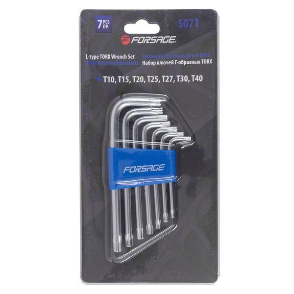 Набір ключів Г-подібних TORX, 7пр. (Т10,Т15,Т20,Т25,Т27,Т30,Т40) Forsage F-5071 6481 фото
