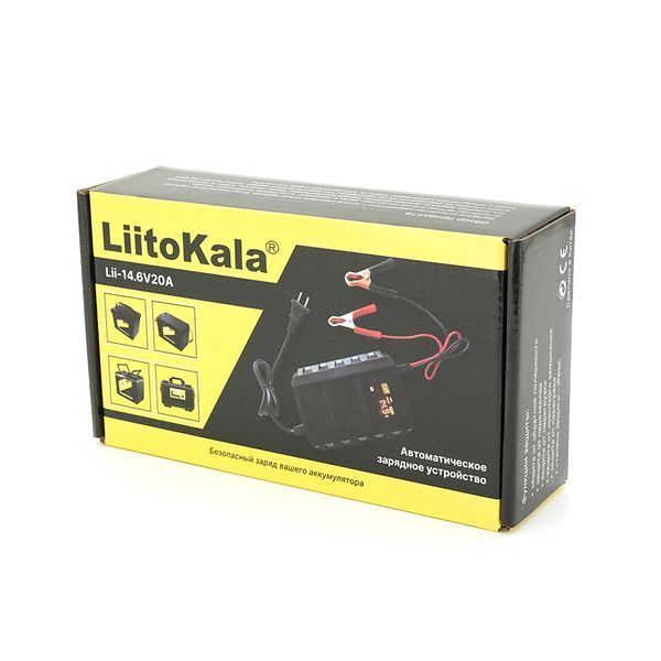 Зарядний пристрій LiitoKala Lii-148200 для LiFePO4 акумуляторів 14.6V 20A, крокодили, BOX -YT42709 фото