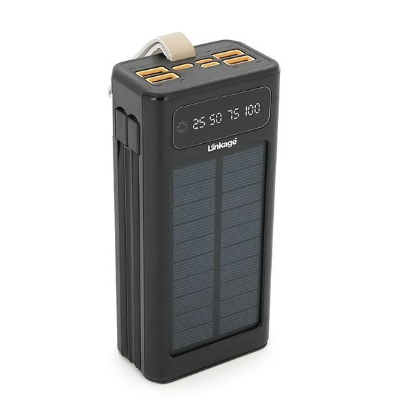 Power bank Linkage LKP-46, Solar 30000mAh, 22.5W, Кабелi Туре-С+Lighting, 0.70 kg, Black, Box -YT44585 фото