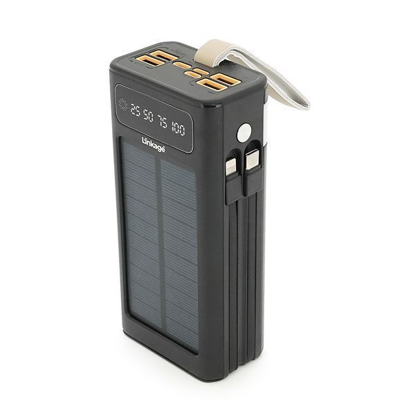 Power bank Linkage LKP-46, Solar 30000mAh, 22.5W, Кабелi Туре-С+Lighting, 0.70 kg, Black, Box -YT44585 фото