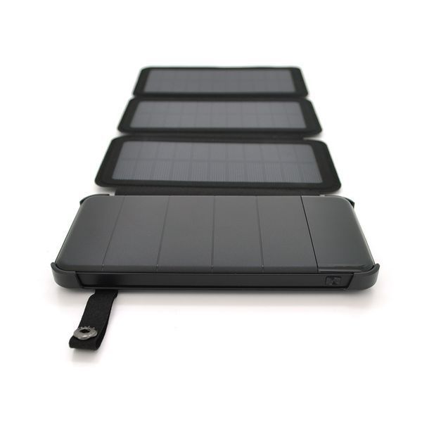 Power bank 12000 mAh Solar, Input:5V/1A(microUSB), Output:5V/2,1А(2хUSB), rubberized case, Black, BOX -YT26931 фото