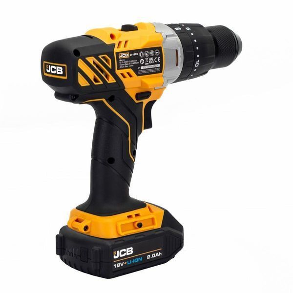 Дриль-шуруповерт акумуляторний (JCB-18CD-BE) 18V, max 45Nm в комплекті із зарядним пристроєм (JCB-18VFC-E) 2.4A та батареєю 57236 фото