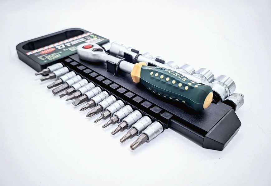 Набір головок і біт з тріскачкою 26пр. 1/4", 3/8" 6-гранна (10-19мм) RF-026-5MSA 47191 фото