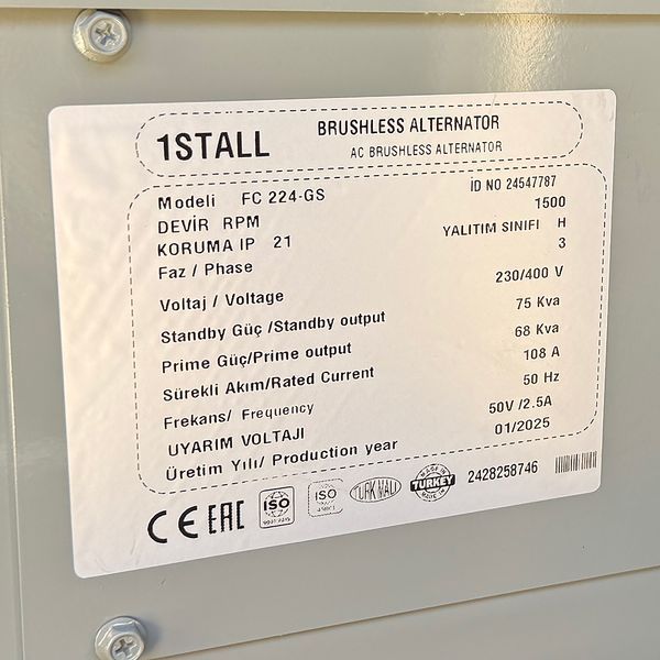 Дизельний генератор OYAL OYY-75 YANG DONG Y4EZLD 75KVA/60KW, Альтернатор OYL224G, AVRSX460, витрата 75% навантаження - 10,5 літрів/год, 230/400 В, 50 Гц (AVR+ATS) 2400*1000*1500 мм, 1100 кг, 170 л -YT45542 фото