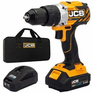Безщіткова ударна дриль-шуруповерт (JCB-BLCD-BE) 18V, max 65Nm в комплекті із зарядним пристроєм (JCB-18VFC-E) 2.4A та батареєю 57235 фото