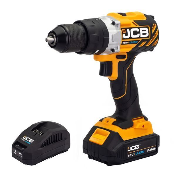 Безщіткова ударна дриль-шуруповерт (JCB-BLCD-BE) 18V, max 65Nm в комплекті із зарядним пристроєм (JCB-18VFC-E) 2.4A та батареєю 57235 фото