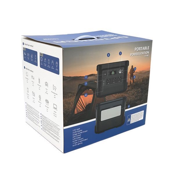 Зарядная станция Optonica B1000-A1. Емкость 1036.8Wt/h, Мощность 1000W. Out:AC230, 2хDC13.3V/10A, USB-3x5V/2.4A, Type-C 100W(PD), 332х245х255мм. 9.1кг -YT38198 фото