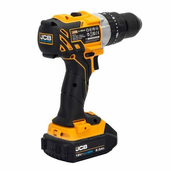 Безщіткова ударна дриль-шуруповерт (JCB-BLCD-BE) 18V, max 65Nm в комплекті із зарядним пристроєм (JCB-18VFC-E) 2.4A та батареєю 57235 фото