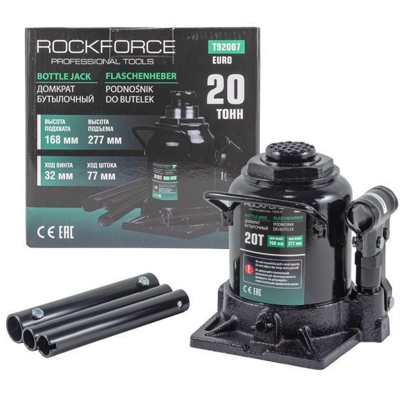 Домкрат пляшковий 20т (168-277мм) ROCKFORCE RF-T92007 15107 фото