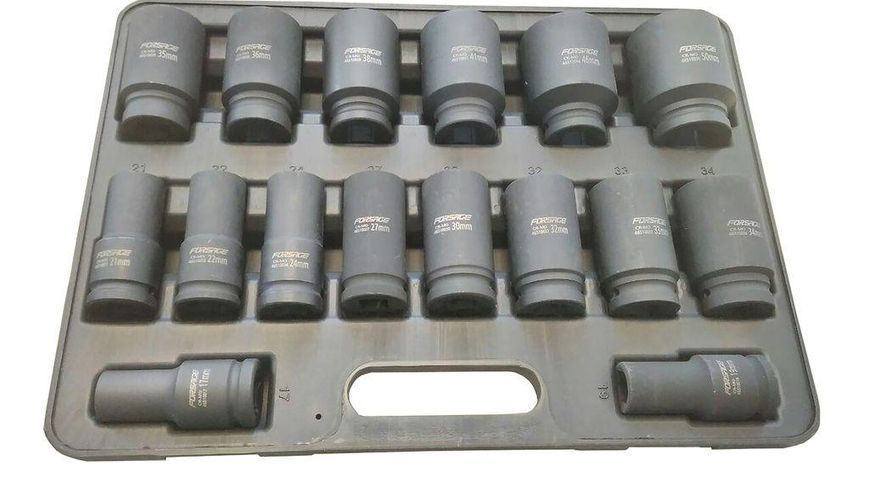Набір головок ударних глибоких 3/4" 6гр 16пр.(17,19,21,22,24,27,30,32-36,38,41,46,50) в кейсі 18087 фото