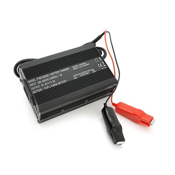 Зарядний пристрій для акумуляторів LiFePo4 72V(87,6V),24S,3,5A,+ крокодили,135x90x50mm, 0,6 кг -YT36885 фото