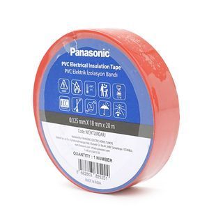 Изолента ПВХ PANASONIC 0,125мм*18мм*20м (красная), диапазон рабочих температур: от 0&deg;С до + 90&deg;С, Огнестойкая, 8 штук в упаковке, цена за штуку -YT46314 фото