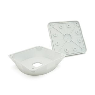 Монтажная коробка под камеру видеонаблюдения CamBox &Oslash;56/70/84/101мм (130х130х40мм) белая IP66 пластик -YT24308 фото