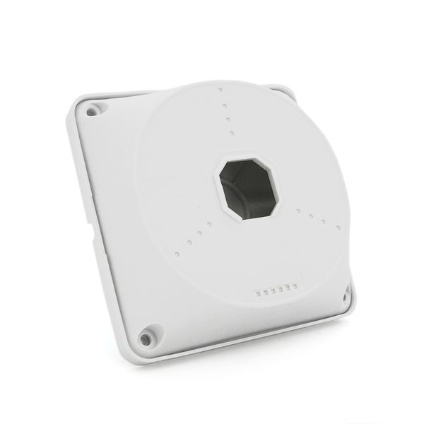 Монтажная коробка под камеру видеонаблюдения CamBox &Oslash;56/70/84/101мм (130х130х40мм) белая IP66 пластик -YT24308 фото