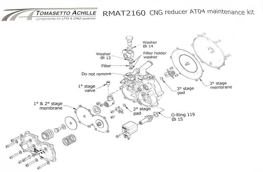 Ремкомплект редуктора Tomasetto метан електронний AT-04 (RMAT2160) 00893 фото