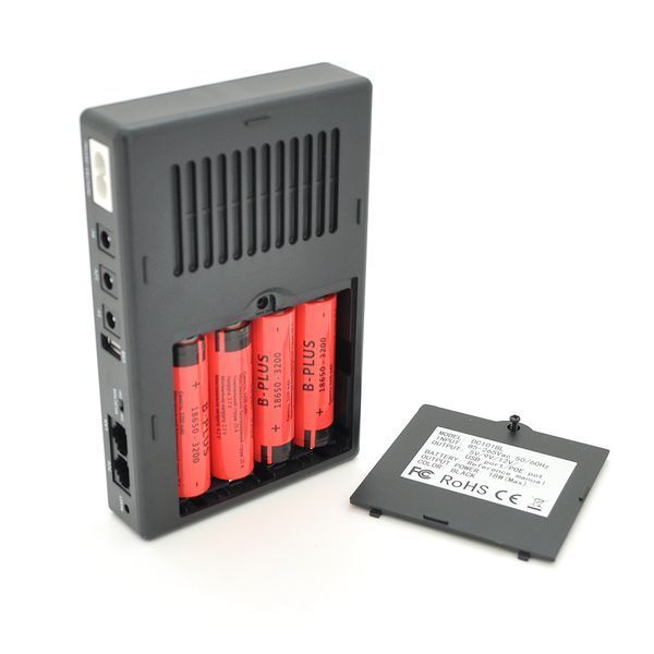 ИБП UPS-18W DC1018P YT45454 для роутеров/коммутаторов/PON/POE-430, 5//9/12V, 1A, 12800MAh(съемные 4*3200MAh), Black, BOX -YT45454 фото
