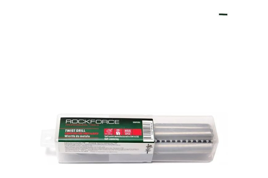 Свердло по металу 12мм HSS(5шт), у пластиковому футлярі ROCKFORCE RF-DSP120 29172 фото