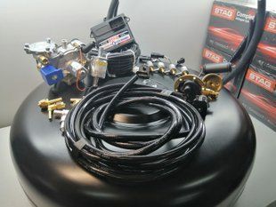 Комплект ГБО 4 Stag Q-Box Basic Tomasetto Nordic форсунки Hana баллон 42л под запаску 00495 фото