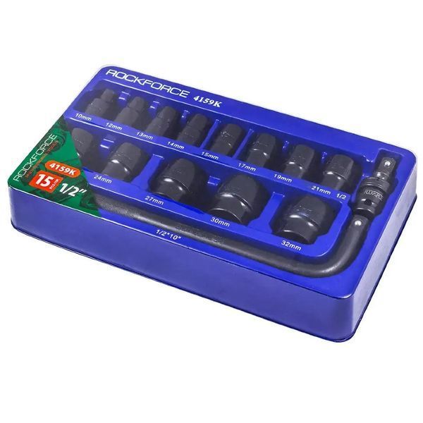 Набір ударних головок 15 предметів, 1/2", 6-гр. у ложементі RockForce RF-4159K 58492 фото